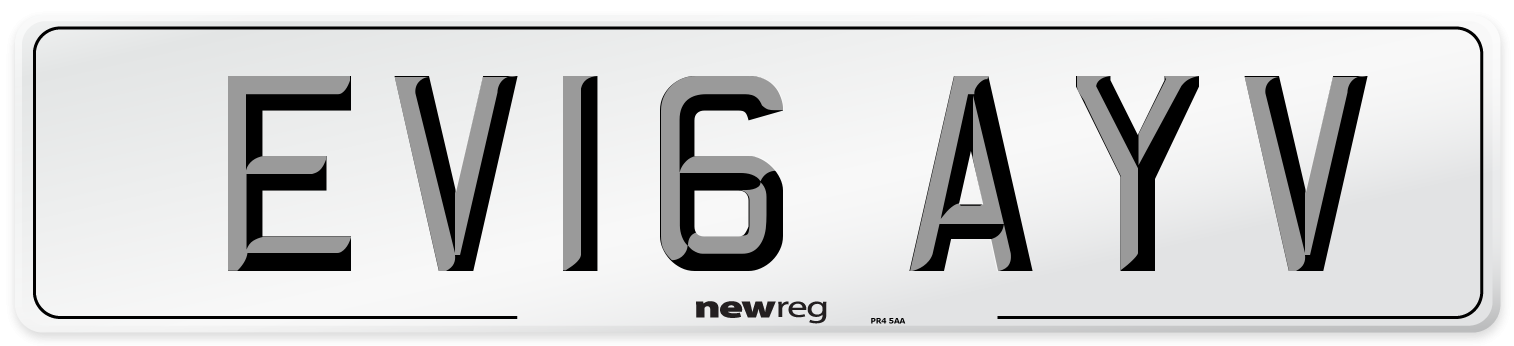 EV16 AYV Number Plate from New Reg